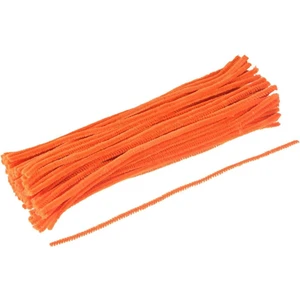 Turuncu Renkli Şönil, 25 Adet Eğitici Şönil Seti, Tüylü Tel, 30 Cm, Peluş Tel