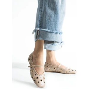 Paris Shoes Kadın Bej Gilded Grace Halka Detaylı Babet