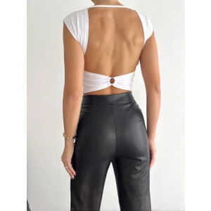Kadın Sırtı Açık Bluz Crop