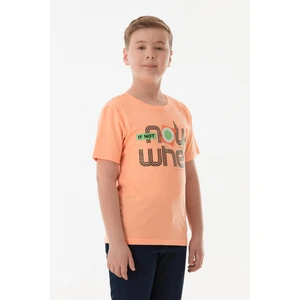 Slogan Baskılı Bisiklet Yaka Erkek Çocuk Tişört