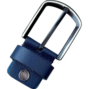 Lacivert Yedek Kemer Tokası Hakiki Deri Vidalı