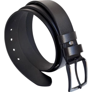 Siyah Büyük Beden Hakiki Deri 4 Cm. Tokalı Düz Model Erkek Kemer - 400-BATTAL