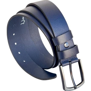 Lacivert Büyük Beden Hakiki Deri 4 Cm. Tokalı Düz Model Erkek Kemer - 405-BATTAL