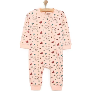 Kız Kedi Desenli Fermuarlı Patiksiz Tulum