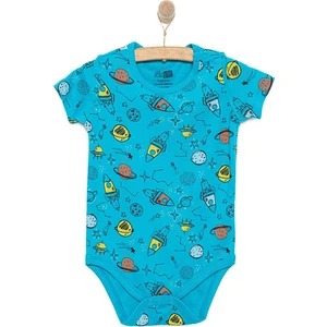 Hellobaby Erkek Kısa Kol Body Ribana Kumaş Çıtçıtlı Kısa Kol Petrol