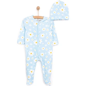 Yenidoğan Çiçek Baskılı Kız Tulum-Şapka Kız Bebek