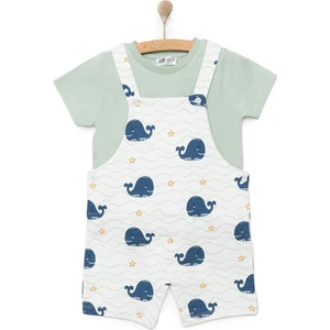Basic Erkek Balina Desenli Şort Salopet-Tshirt Erkek Bebek