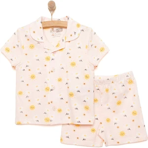 Gömlek Yaka Güneş Desenli Kısa Kol Pijama Takımı