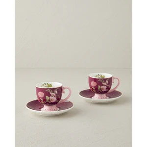 English Home Loly New Bone China 4 Parça 2 Kişilik Kahve Fincan Takımı 100 ml Bordo