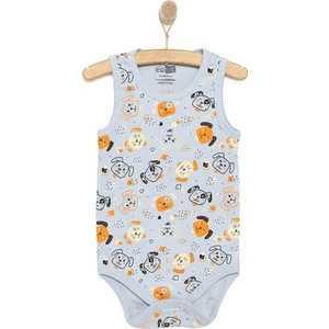Hellobaby Erkek Bebek Zıbın Köpekli Atlet Body Ribana Çıtçıtlı Atlet Kol Body Gri