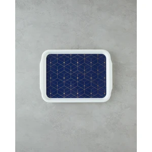 Geometric Glow Pp Kaydırmaz Tepsi 34X25 cm Lacivert – Gold