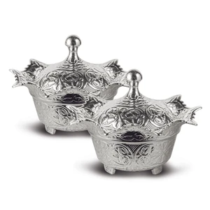 2 Adet Yuvarlak Kapaklı Metal Şekerlik (061-2)