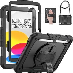 M.TK Moveteck Apple iPad 11.Nesil (A16) 11'' 2025 Kılıf Stand Askılı Zırh Tank 360 Korumalı Defender Case A3354, A3355, A3356,