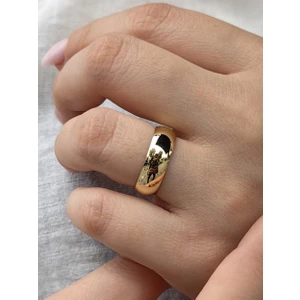 Öz Gold 925 Ayar Altın Kaplamalı 6 mm Klasik Bombeli Gümüş Alyans