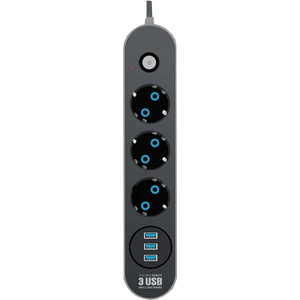 Akım Korumalı Grup Priz 3 Lü ve 3'lü USB Şarj Portu 2500 Watt Akım-Korumalı-Usb-Priz- 2 Metre