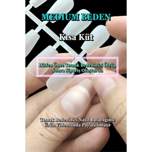 Easy Beauty 100 Adet Jel Tips MEDIUM Beden KÜT KISA Takma Tırnak Seti. Özel Kutuda ve Yapıştırıcı Hediyeli