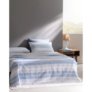 Madame Coco Henri Çift Kişilik Pamuklu Ecocell Baskılı Pike Takımı - Mavi