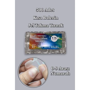 Easy Beauty 500 Adet Yeni Nesil Jel Destekli Balerin Şekil Kısa Takma Tırnak Seti. 10 Farklı Beden