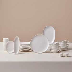 Stream Bone Middle 34 Parça 6 Kişilik Kahvaltı Takımı Beyaz