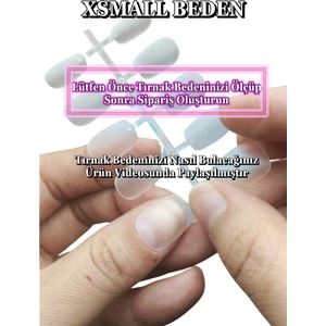 Easy Beauty 100 Adet Jel Tips BALERİN XSMALL Beden KISA Takma Tırnak Seti. Özel Kutu ve Yapıştırıcı Hediyeli