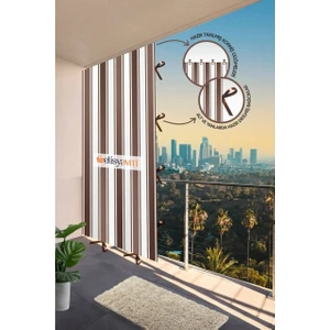 Her Ölçüde Enxboy Seçenekli Bağcıklı Çizgili Balkon Perdesi Balkon Brandası