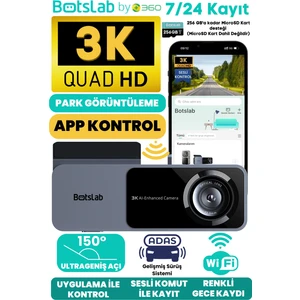 Hk50 Wi-fi 1620p 150° Ultra Geniş Açı Gece Görüşlü Akıllı Araç Içi kamera (2024)