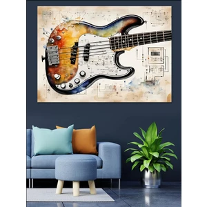Bas Gitar Temalı Dekoratif Kanvas - Mdf Ahşap Tablo