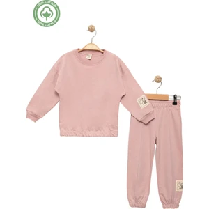Kız Çocuk %100 Pamuk Lastik Detaylı Eşofman Takımı - Çocuk Giyim