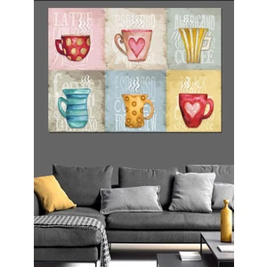 Kahve Temalı Dekoratif Kanvas - Mdf Ahşap Tablo