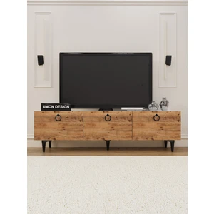 Roma Tv Ünitesi 150 cm Üç Kapaklı Raflı Ayaklı Tv Sehpası Beyaz