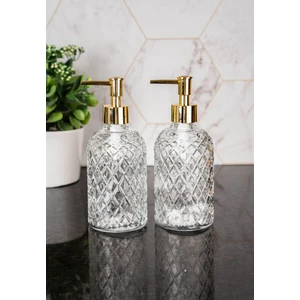 Kitchen Pembelia 2 Adet Lüks Cam Sıvı Sabunluk Bulaşık Deterjan Şışesi Sabunluk Set