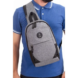 Erkek Omuz Mini Sırt Göğüs Çarpraz Tek Kol Kulaklık Çıkışlı Çanta Gri