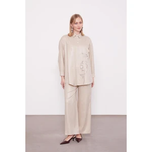 Taş Nakış Gül Detaylı Tunik Takım