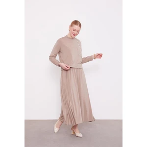 Taş Omuz Düğme Detaylı Etek Takım