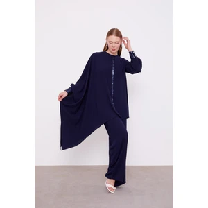 Lacivert Payet Detay Tunik Takım