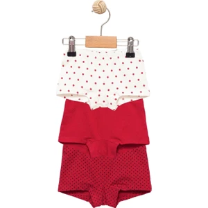 Kız Çocuk Pamuklu Kırmızı Külot Boxer 3'lü Set - Kız Çocuk Iç Giyim