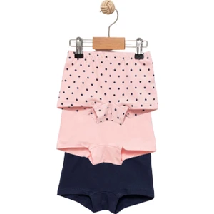 Kız Çocuk Pamuklu Lacivert ve Pembe Külot Boxer 3'lü Set - Kız Çocuk Iç Giyim