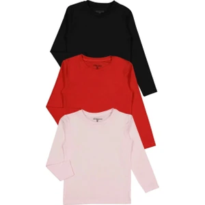 Kız ve Erkek Pamuklu 3'lü Set Düz Unisex Tişört - Çocuk Giyim