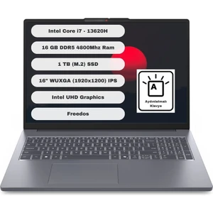 Ideapad Slim 3 16IRH10 Intel Core I7 13620H 16GB 1tb SSD Freedos 16" Fhd Taşınabilir Bilgisayar 83K2001VTR