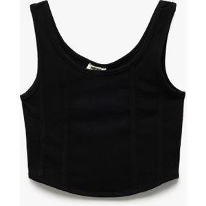 Pamuklu Slim Fit U Yaka Kalın Askılı Crop Atlet