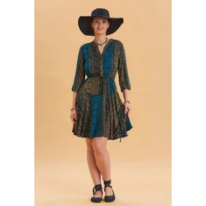 Los Banditos Hakim Yaka Düğme Detaylı Midi Elbise