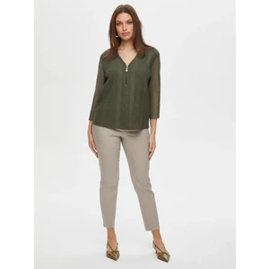 Faik Sönmez Kolları File Garnili Yarım Fermuarlı Bluz S25BLZ034