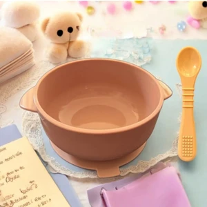 CKM Silikon Bebek Kapaklı Mama Kasesi ve Kaşık