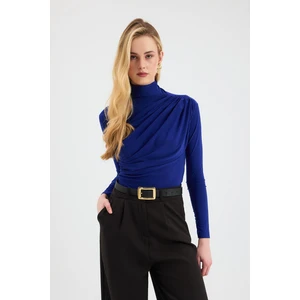 20059 Büzgü Detay Sandy Bluz Saks