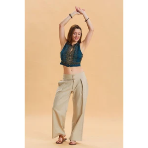 Los Banditos Pileli Verev Kesim Düğmeli Bohem Pantolon