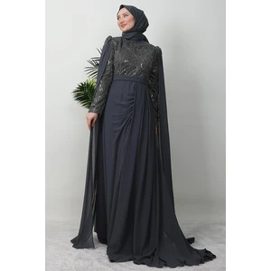 Giza Store Münteha Tesettür Abiye Koyu Gri