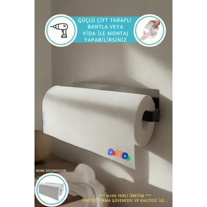 Yapışkanlı Metal Kağıt Havlu Peçetelik Pratik Yapışkanlı Demir Askılık Havluluk Banyo Mutfak Askısı