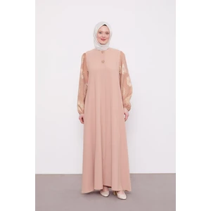 Somon Balon Kol Işleme Detaylı Ferace