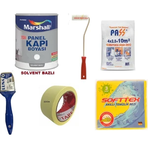 • Marshall Solvent (Tiner)  Bazlı  Amerikan Panel Kapı Boyası  2.5 Lt –6 Parça Set - BEYAZ