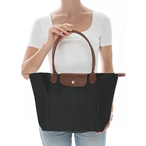 ZM Collection Bag Shopping Katlanabilir Çıt Çıt ve Fermuar Kapamalı Siyah Taba Saplı Kadın Omuz Çanta